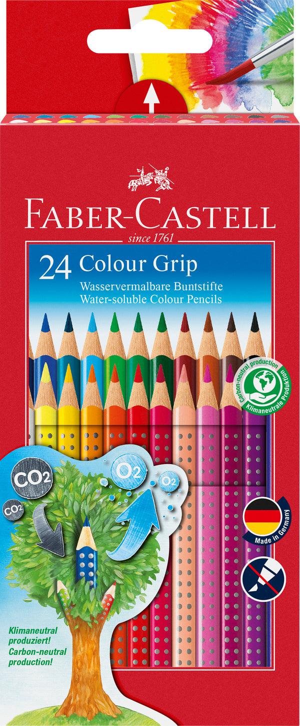 Faber-Castell Grip Water Soluble Coloured Pencils - 24 & 36