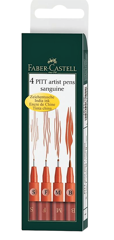 Pitt Artist Pen India Ink,  wallet of 4, sanguine