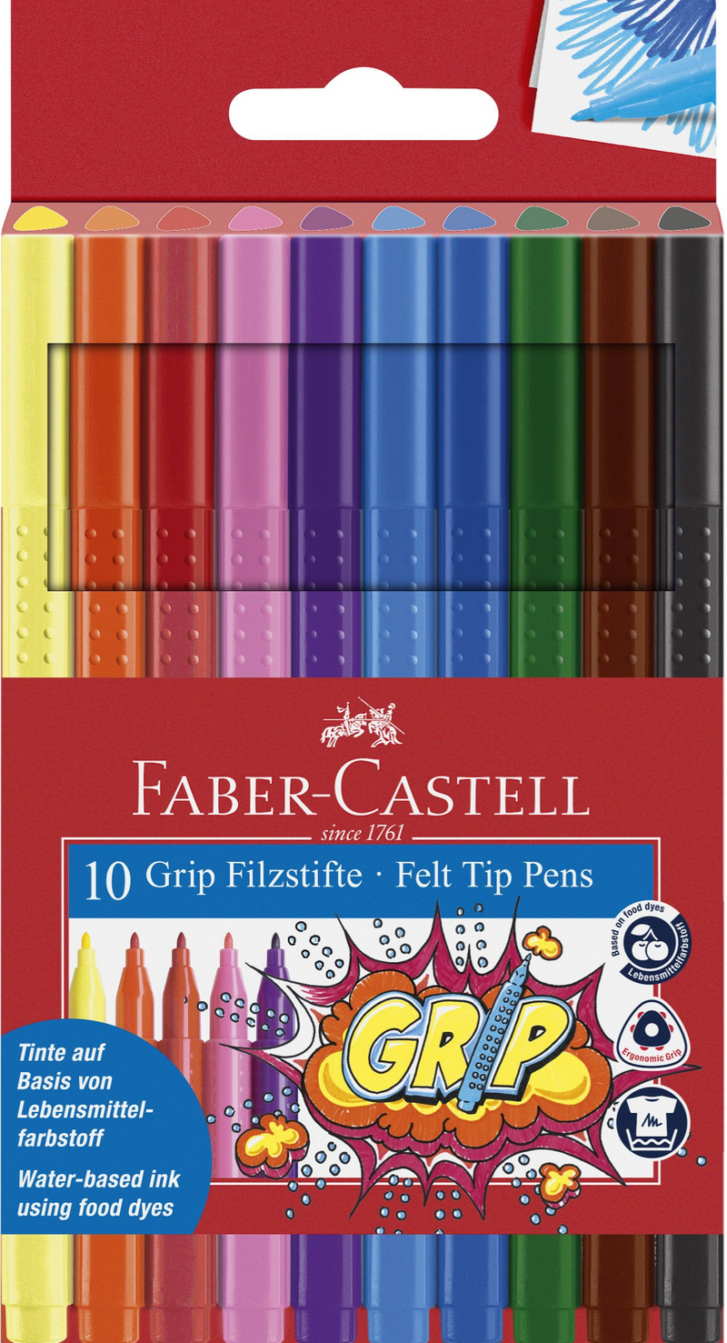 Faber-Castell Kids Grip Felt Tip Pens - 10 & 20